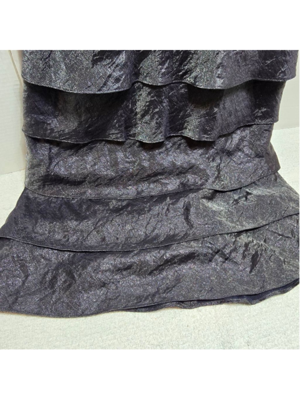 Women's R&M Richards Gray Tiered Dress with Yellow Embellishments, Size 16 - Picture 6 of 13